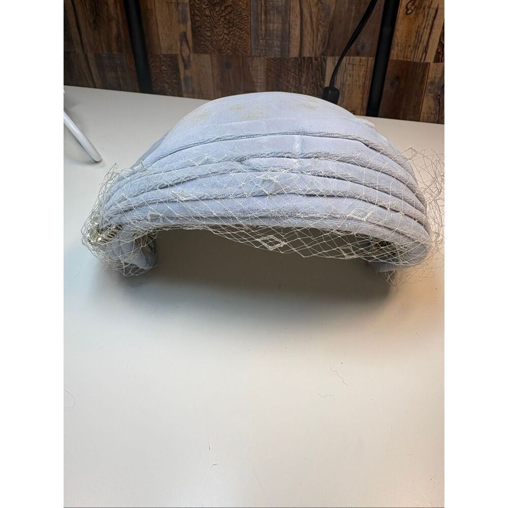 Vintage Wm H Block Co Janet Blue Pillbox Hat Veil Church Hat